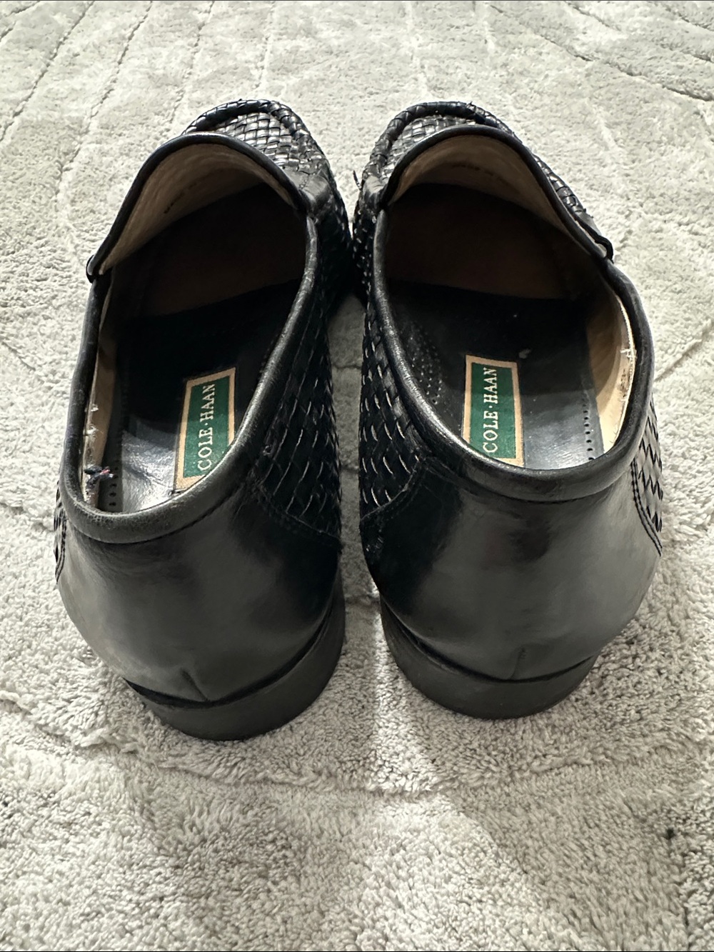 Cole Haan Black Woven Leather Slip-On Loafers - Picture 5 of 5